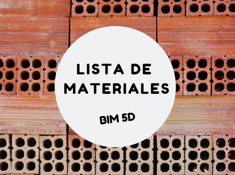 Listado de materiales y costos del proyecto BIM 5D